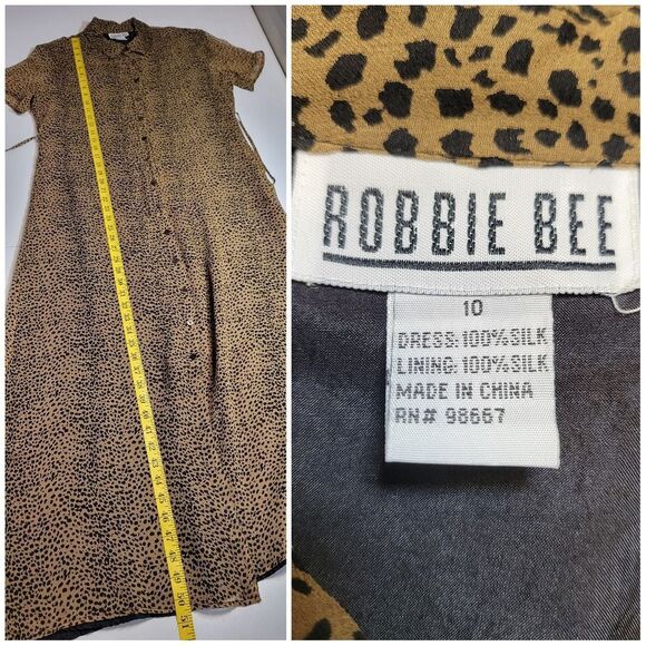Robbie Bee Vintage Silk Leopard Print Long Sheer Shirt Dress - Picture 12 of 12
